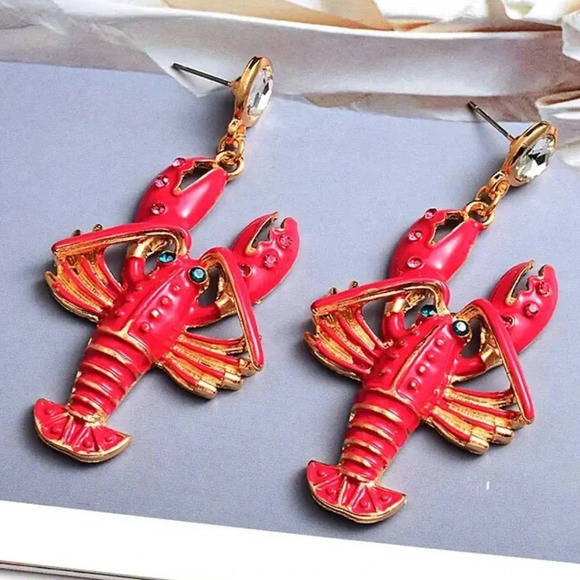 Anthro Lovely Lobster Earrings - Picture 1 of 9